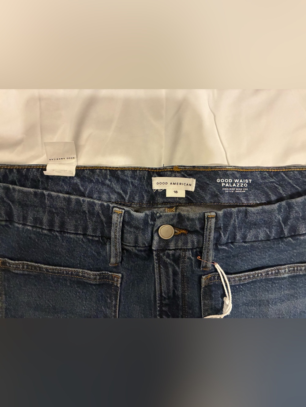 Good American Dark Blue Palazzo Flare Jeans - Picture 8 of 11
